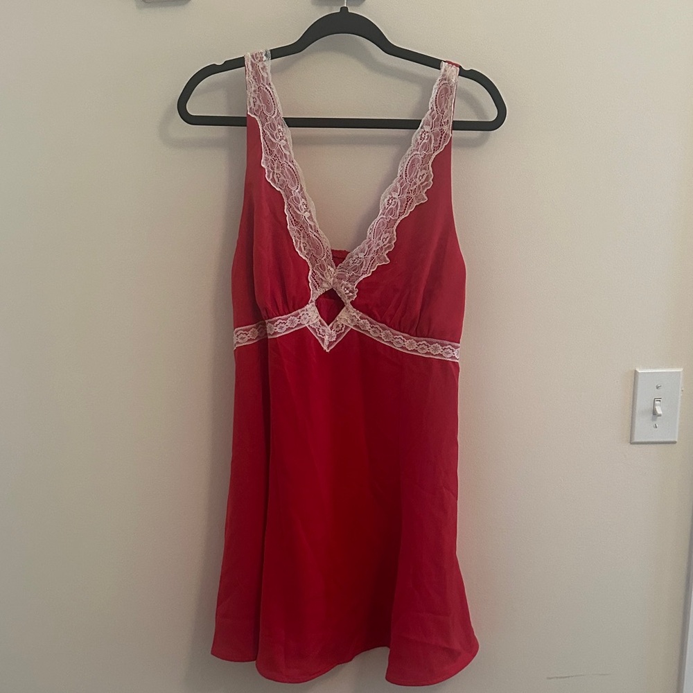 Wild Fable Red Chemise with Lace Trim